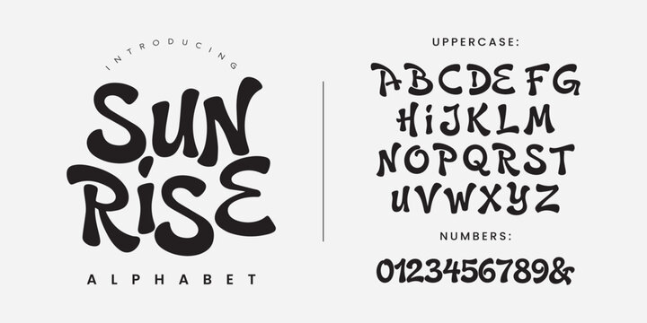 Sunrise Funky Psychedelic Alphabet Font with Groovy Retro 70s Style for Creative Branding Design