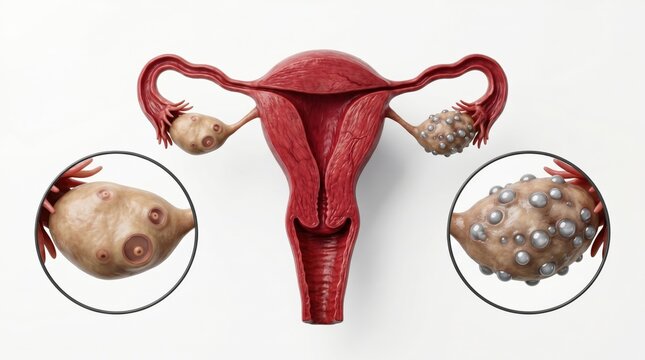 Female reproductive system with ovarian cysts and tumors