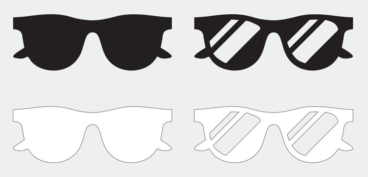 A black and white silhouette glasses symbol is a minimalist, high-contrast graphic representation of eyewear, designed for immediate recognition.