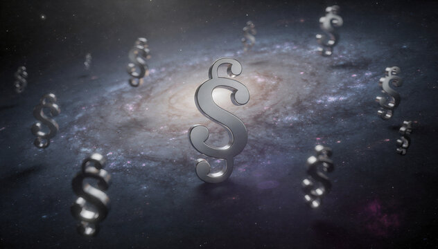 Section symbol in space galaxy background