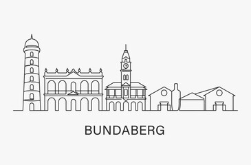 Fototapeta premium Flat Design one line without breaking the Bundaberg city.
