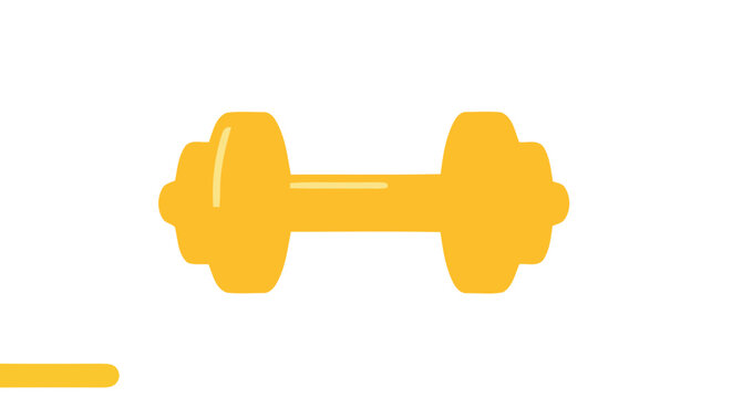 Yellow dumbbell icon on a for fitness and exercise concepts
