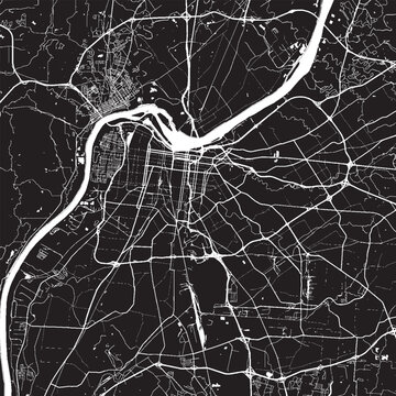 Louisville Kentucky Vector Map, Detailed City Street Map Black and White Minimalist Line Art