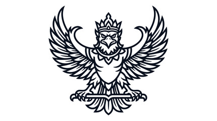 Fototapeta premium Garuda Emblem Logo, Mythical Bird Crest, Indonesia Symbol, Heraldic Creature, National Icon