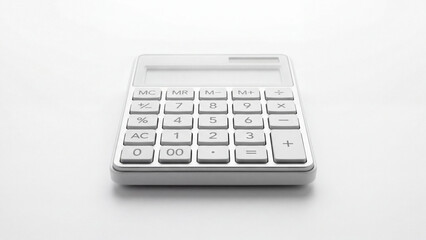 Obraz premium Modern white calculator on white background for financial calculations