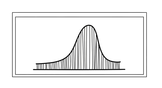 Bell Curve Graph with Vertical Lines Illustrating Distribution and Data Analysis