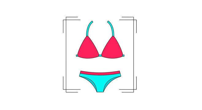 Stylish Two-Piece Bikini Set: Pink Triangle Top and Turquoise Bottoms