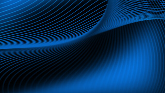 Premium blue and black color gradation with curved lines that intersect each other creates a net effect or three-dimensional texture that gives the impression of depth. For graphic design element wall