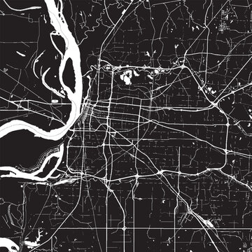 Memphis Tennessee Vector Map, Detailed City Street Map Black and White Minimalist Line Art