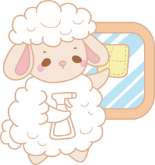 Naklejka premium Cute sheep hand drawn emotes icon. Baby sheep illustration activites. Funny sheep clip art elements.