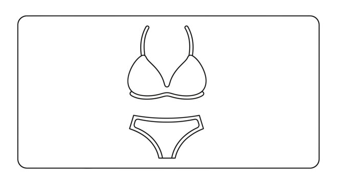 Bikini Icon Outline, Two-Piece Swimwear Vector Graphic, Summer Beach Fashion