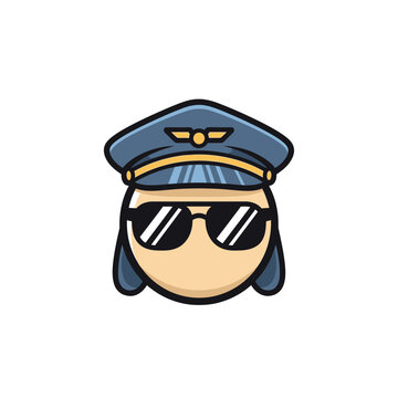 Cool Pilot Character with Sunglasses and Hat