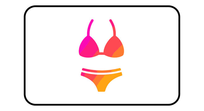 Colorful Bikini Icon, Summer Beachwear, Swimsuit Symbol, Fashion Vector
