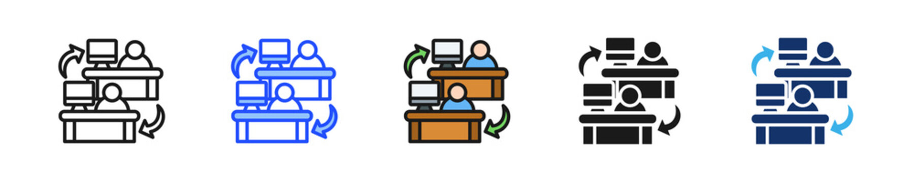 Staff Rotation Icon Collection With Multiple Styles