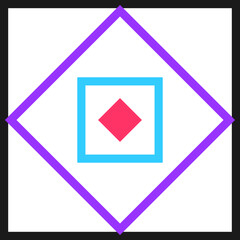 Naklejka premium Abstract geometric design with nested colorful squares and diamonds isolated on a simple white illustration