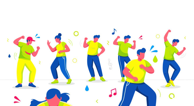 Diverse Group Dancing and Exercising Together, Fun Activity