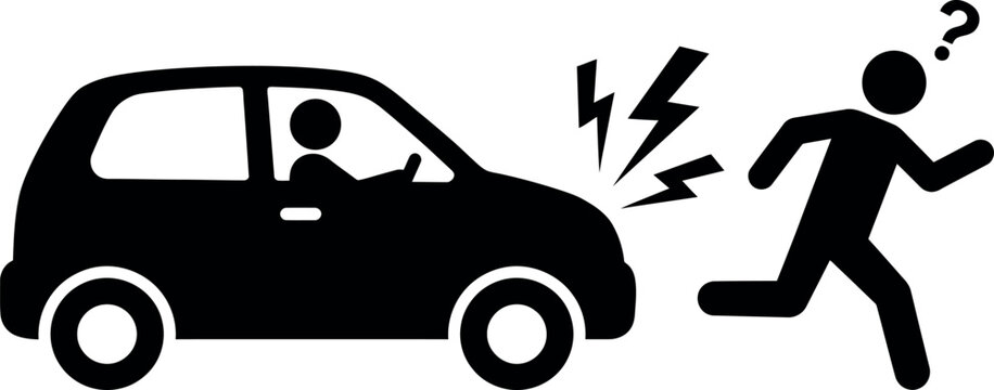 Near miss pedestrian incident car and person in a dangerous situation