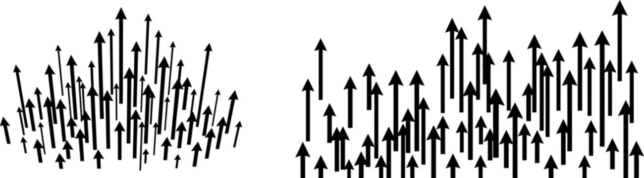 Two contrasting upward arrow formations on a white background representing growth