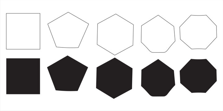 quadrangle, pentagon, hexagon, octagon icon. vector geometry pentagonal, hexagonal, octagonal polygon. five, six, eight sided polygon lines, vector