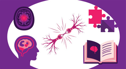 Obraz premium Neuroscience and Cognitive Psychology Concept Vector Graphic