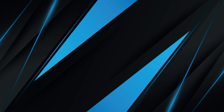 Dark gray gradient abstract background with blue geometric shapes and glowing diagonal lines. Modern and futuristic design with elegant light and shadow lines effect. EPS. 2