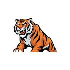 Obraz premium Fierce Tiger Roaring, Aggressive Predator Illustration