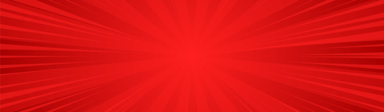 Abstract red comic sunburst banner background, pop art style vector illustration. Suitable for templates, sale banners, events, ads, web and headers