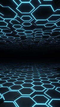 Cyberpunk Blue Hex Grid Light Trails - Seamless Tech Background for OLED