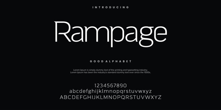 Rampage Abstract minimal modern alphabet fonts. Typography technology vector illustration