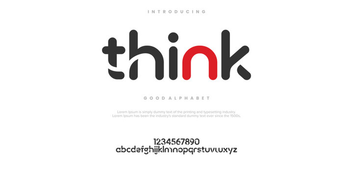 Think Abstract minimal modern alphabet fonts. Typography technology vector illustration