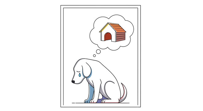 Sad dog dreaming of a home, longing for shelter and companionship