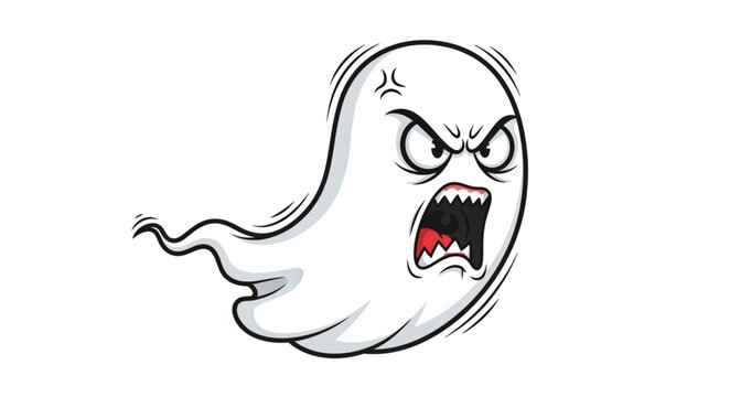 Angry Cartoon Ghost Character Illustration.