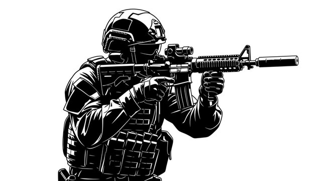 Soldier Aiming Rifle