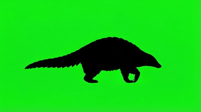 Video Silhouette of a Pangolins are running on the green screen background