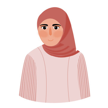 Cartoon character of hijab girl isolated white background. Islam girl character illustration.