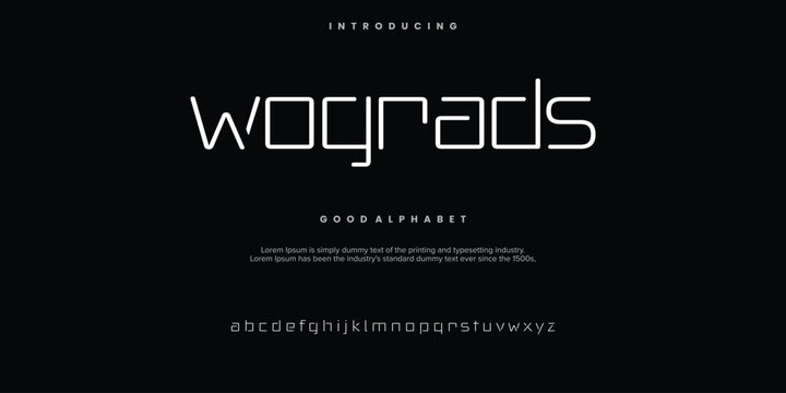 Wograds Abstract minimal modern alphabet fonts. Typography technology vector illustration