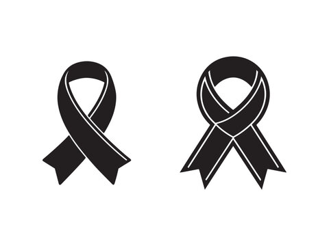 Black awareness ribbons for support and solidarity  symbols of hope and empathy  Mourning and condolences icons  awareness campaigns  support causes