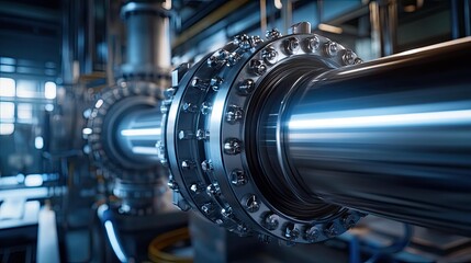 Fototapeta premium Industrial manufacturing process with advanced metal piping system