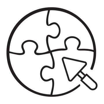 Building Blocks of Success Puzzle Pieces and Trowel Icon
