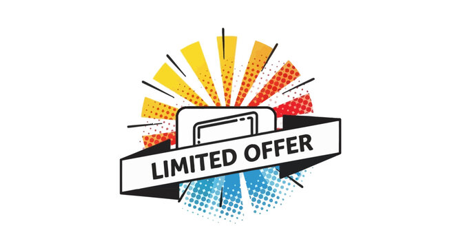 Limited Offer Sale Banner with Burst Background and Gift Box Icon