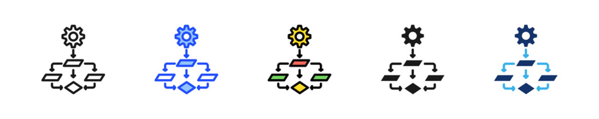 Fototapeta premium Process Map Icon Collection With Multiple Styles