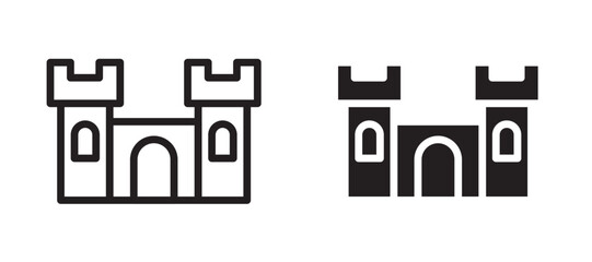 Castle icon In Flat and stroke Style Vector For App, UI, Websites. Black Vector Illustration. © naba