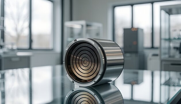 Precision engineered solid battery component with ceramic layers inside on laboratorium