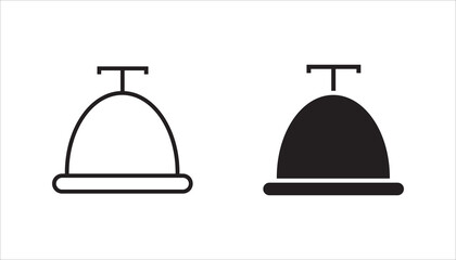 Fototapeta premium Minimal outline hotel service bell icon representing hospitality, reception, concierge, accommodation, customer support, and room service concepts.