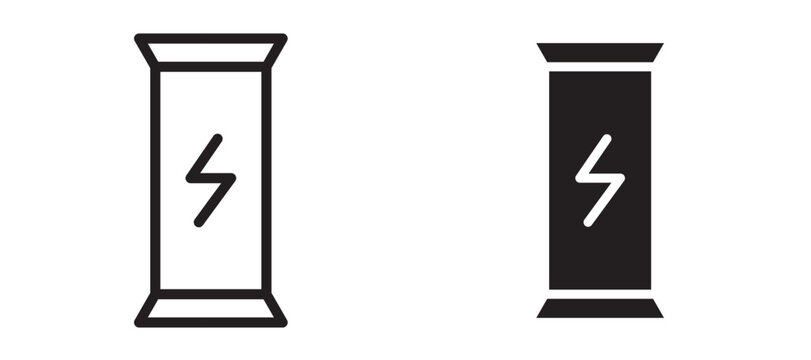 Energy bar icon In Flat and stroke Style Vector For App, UI, Websites. Black Vector Illustration.
