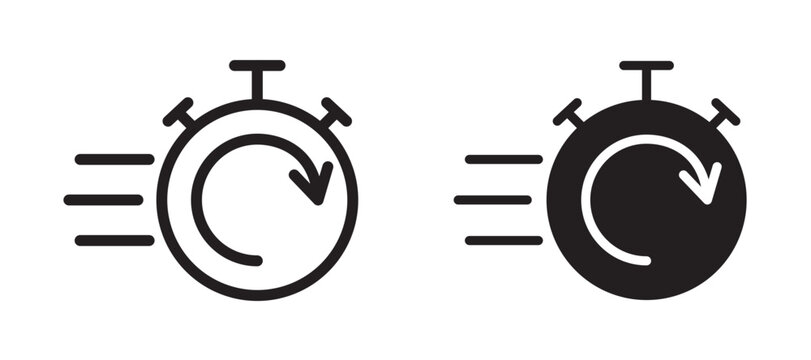 Fast processing icon In Flat and stroke Style Vector For App, UI, Websites. Black Vector Illustration.