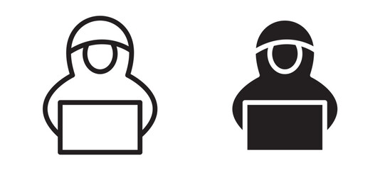Hacker icon In Flat and stroke Style Vector For App, UI, Websites. Black Vector Illustration. © naba