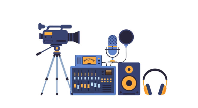 Audio Visual Equipment: Camera, Mixer, Microphone, Speaker, Headphones
