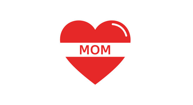 Red Heart with MOM text