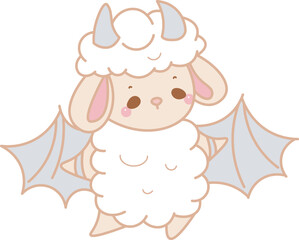 Naklejka premium Cute sheep hand drawn emotes halloween icon